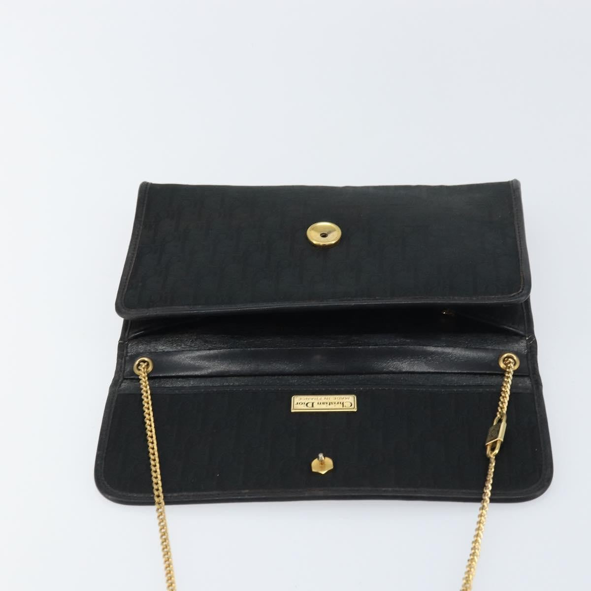 Christian Dior Vintage Chain Flap Shoulder Bag Diorissimo Canvas, BLACK, CANVAS, Shoulder bag