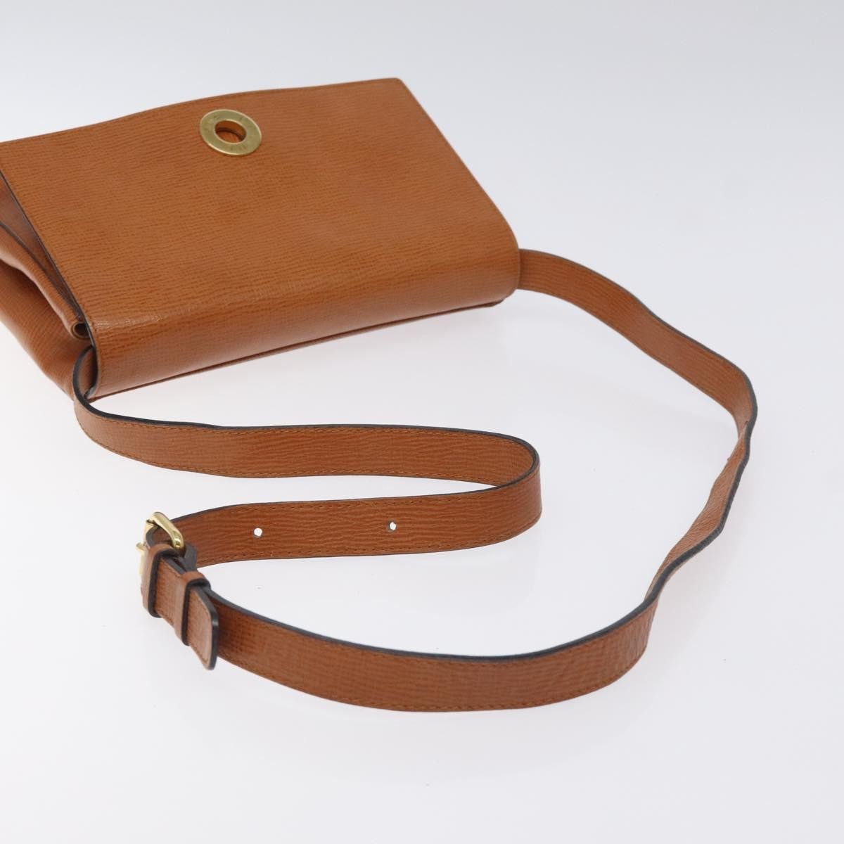 Celine Circle logo Leather, BROWN, LEATHER, Shoulder bag