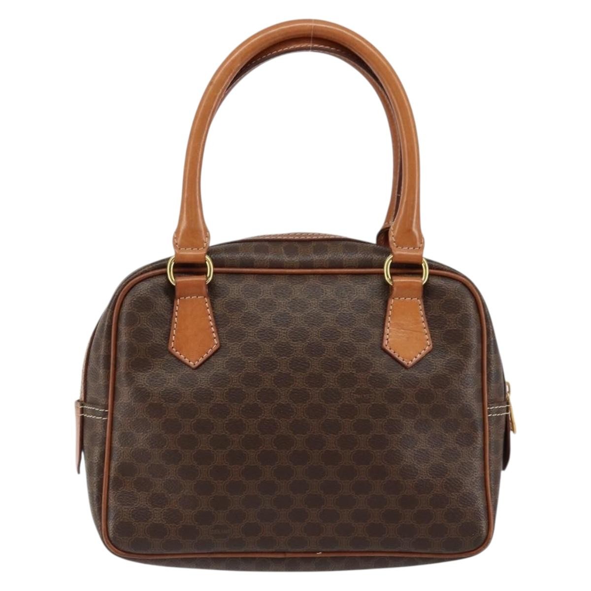 Celine Macadam Handbag Macadam with leather, BROWN, CANVAS, Handbag