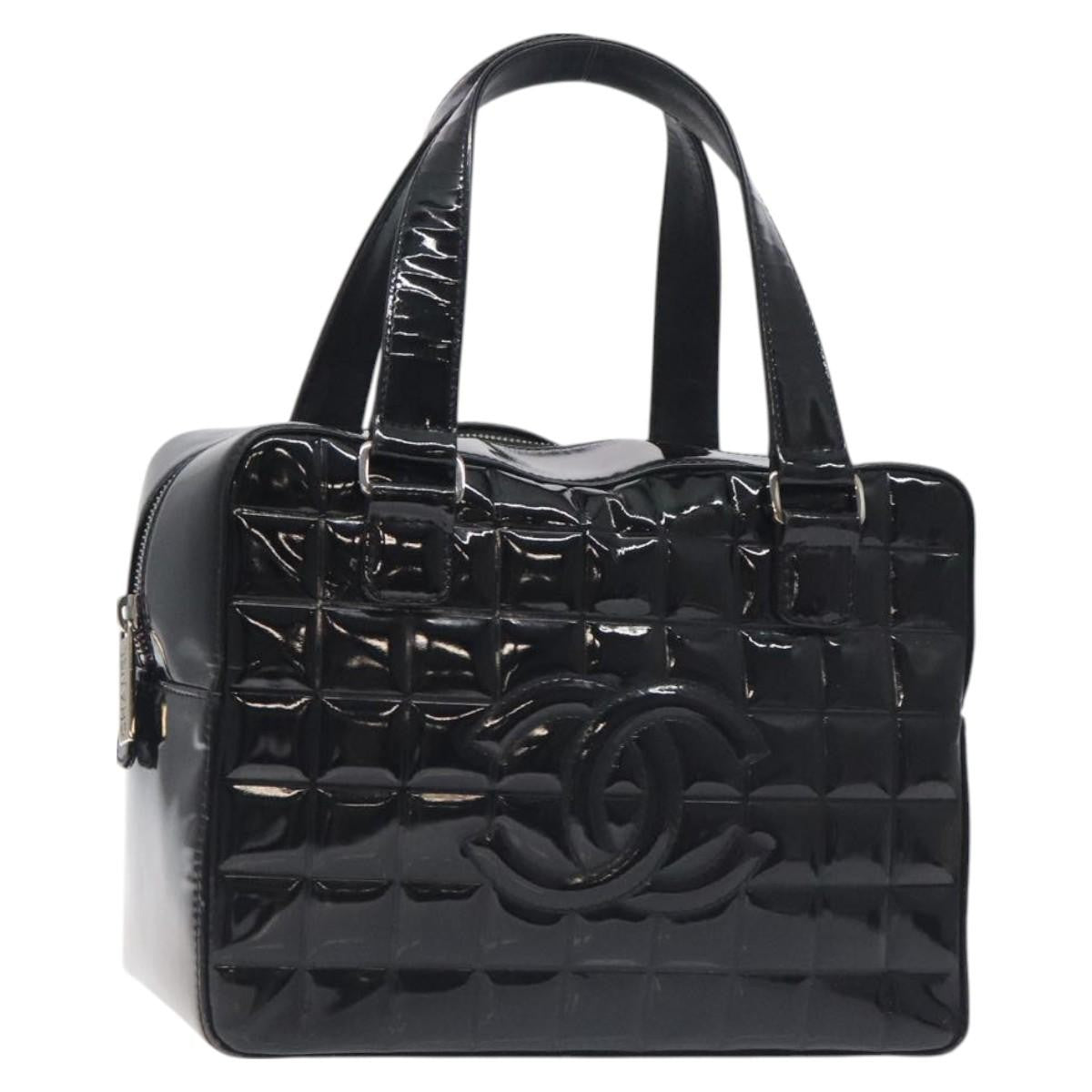 Chanel Chocolate Bar CC Bowler Bag Quilted Patent, BLACK, PATENT_LEATHER, Handbag