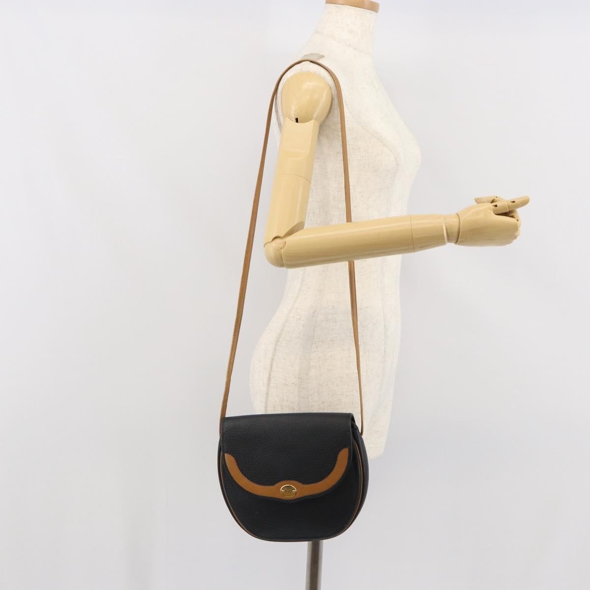 Christian Dior Vintage CD Flap Shoulder Bag Leather, BLACK, LEATHER, Shoulder bag