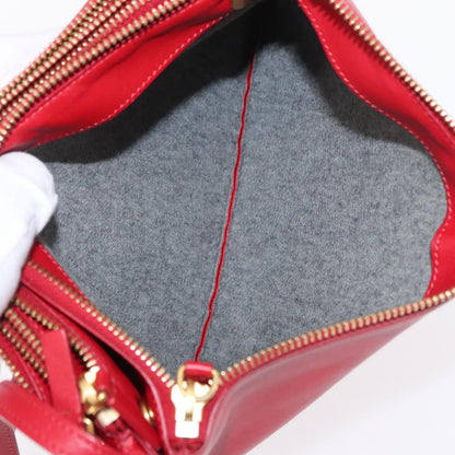 Celine Trio Crossbody Bag Leather, RED, LEATHER, Shoulder bag