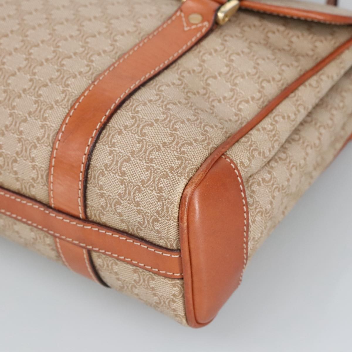 Celine Vintage Macadam Handbag Macadam, BEIGE, PVC,CANVAS, Handbag