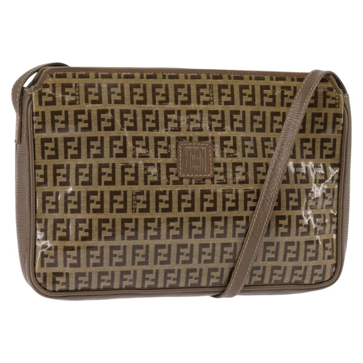 Fendi Vintage Zip Crossbody Bag Zucchino Canvas, BEIGE, CANVAS, Shoulder bag