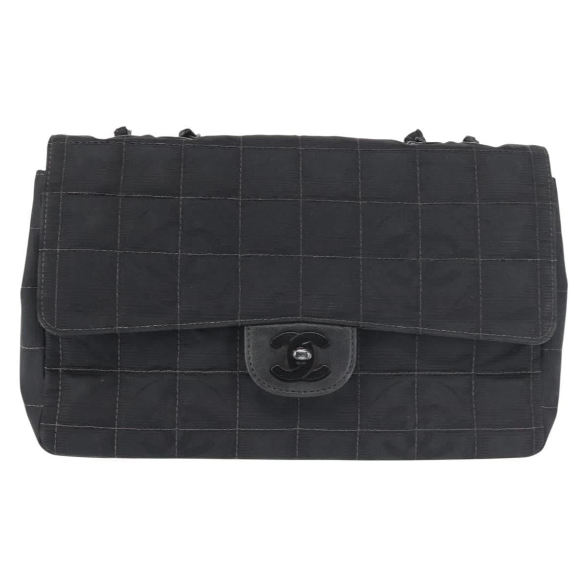 Chanel Travel Line Flap Bag Nylon, BLACK, NYLON, Travel bag