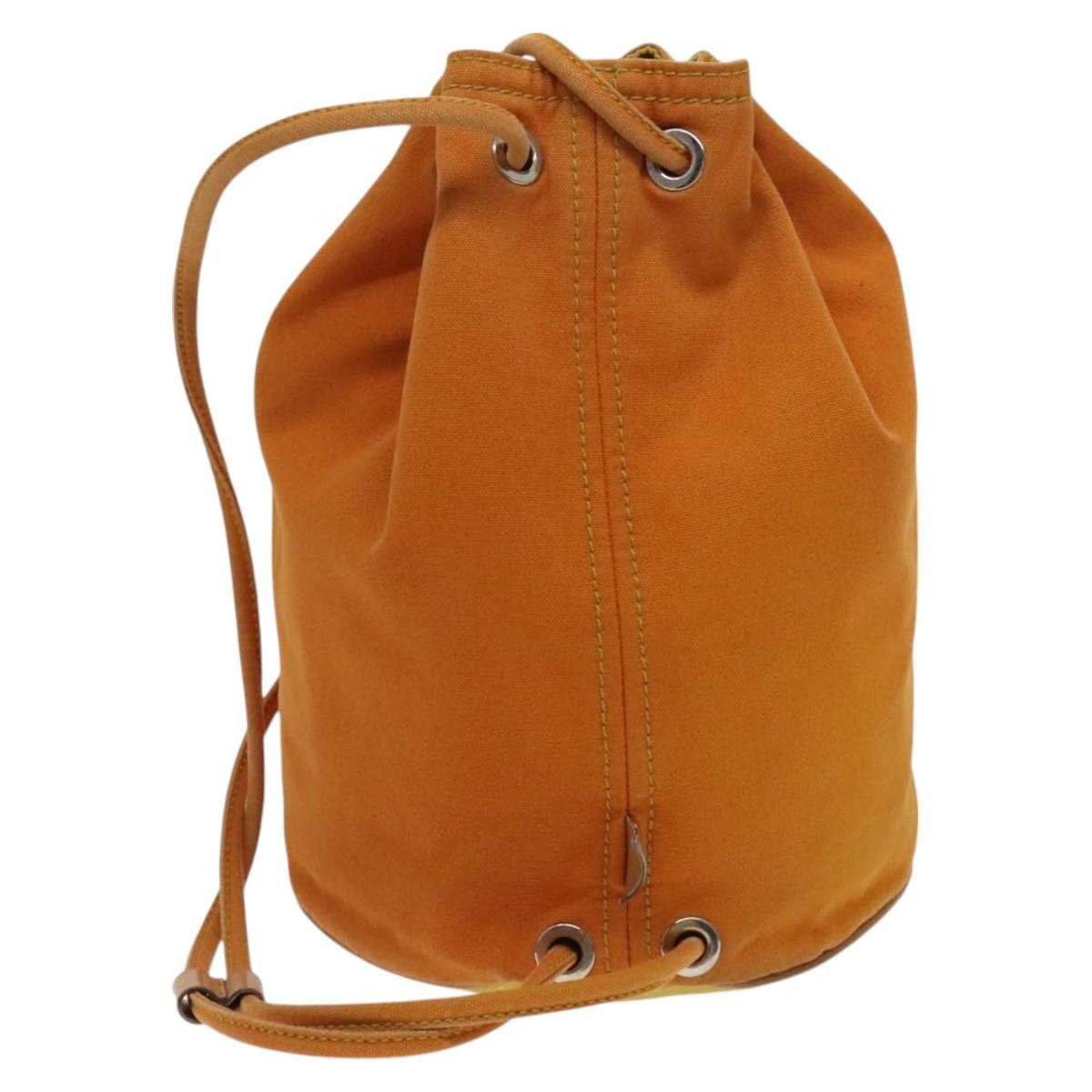 Hermes Polochon Mimile Drawstring Backpal Canvas, ORANGE, CANVAS, Backpack