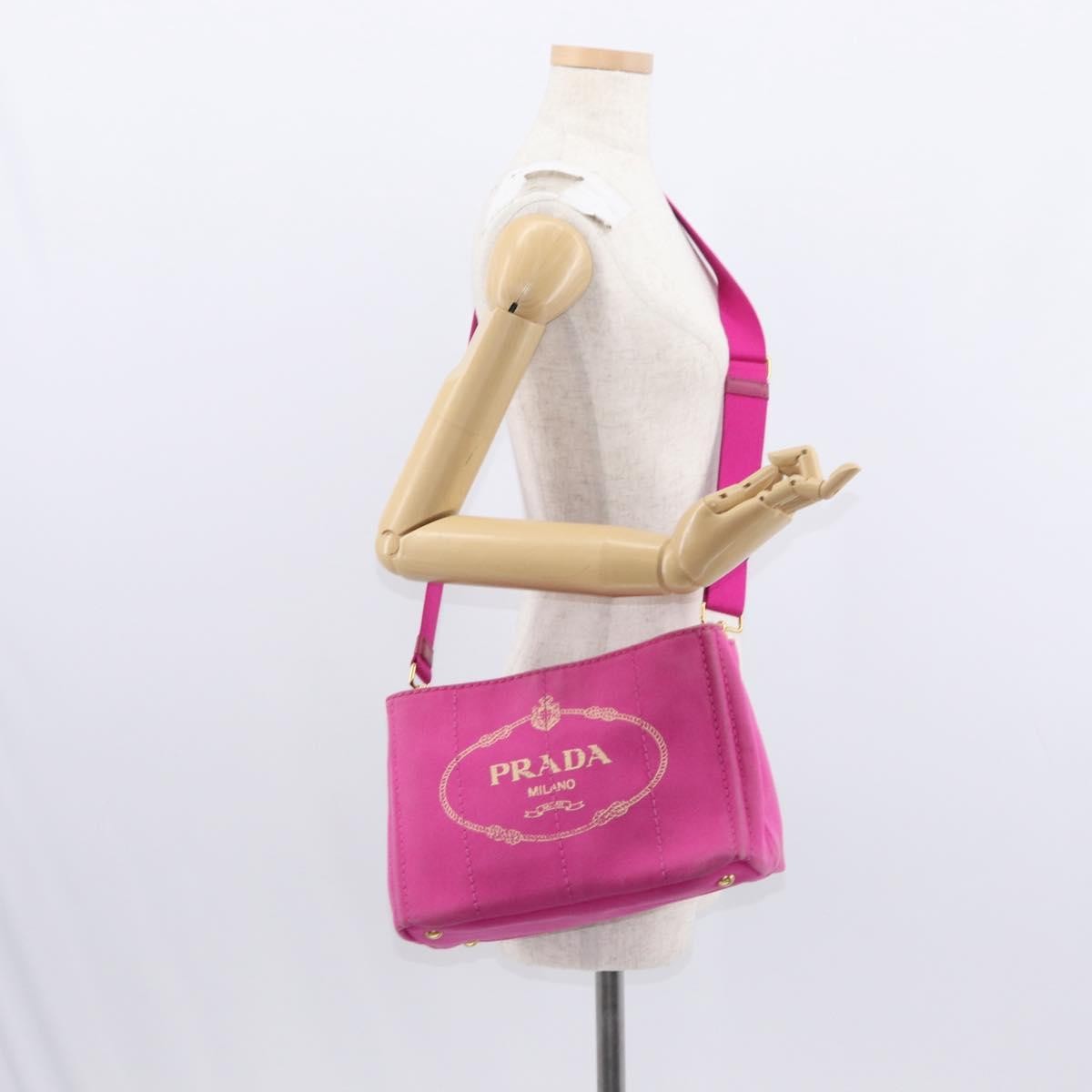 Prada Canapa Open Tote Canvas, PINK, CANVAS, Shoulder bag