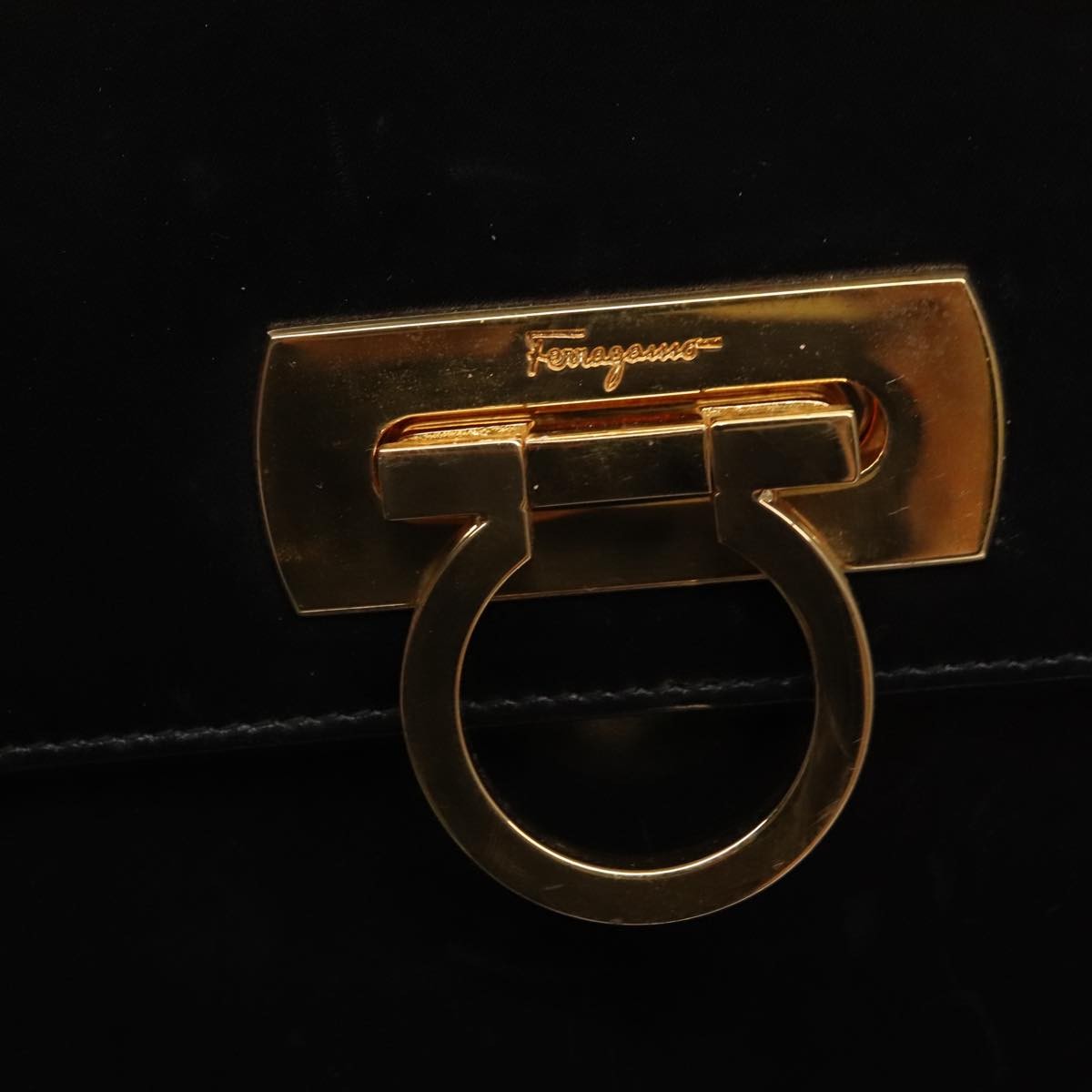 Salvatore Ferragamo Gancini Convertible Top Handle Bag Leather, BLACK, LEATHER, Handbag