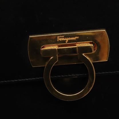 Salvatore Ferragamo Gancini Convertible Top Handle Bag Leather, BLACK, LEATHER, Handbag