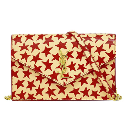 Saint Laurent Star wallet on chain Leather, RED, LEATHER, Wallets