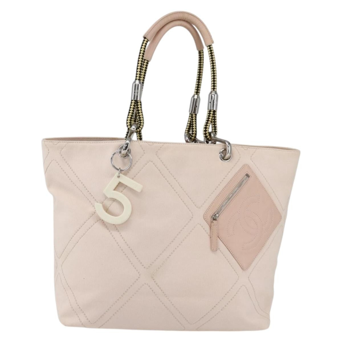 Chanel Vintage Cruise Line No.5 Tote Quilted Canvas, PINK, CANVAS, Tote bag