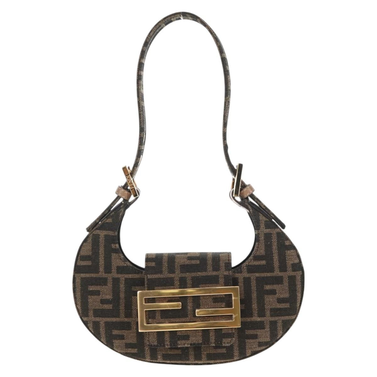Fendi Cookie Hobo Zucca Canvas, BROWN, CANVAS, Handbag