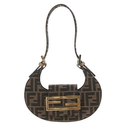 Fendi Cookie Hobo Zucca Canvas, BROWN, CANVAS, Handbag