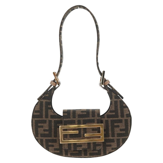 Fendi Cookie Hobo Zucca Canvas, BROWN, CANVAS, Handbag