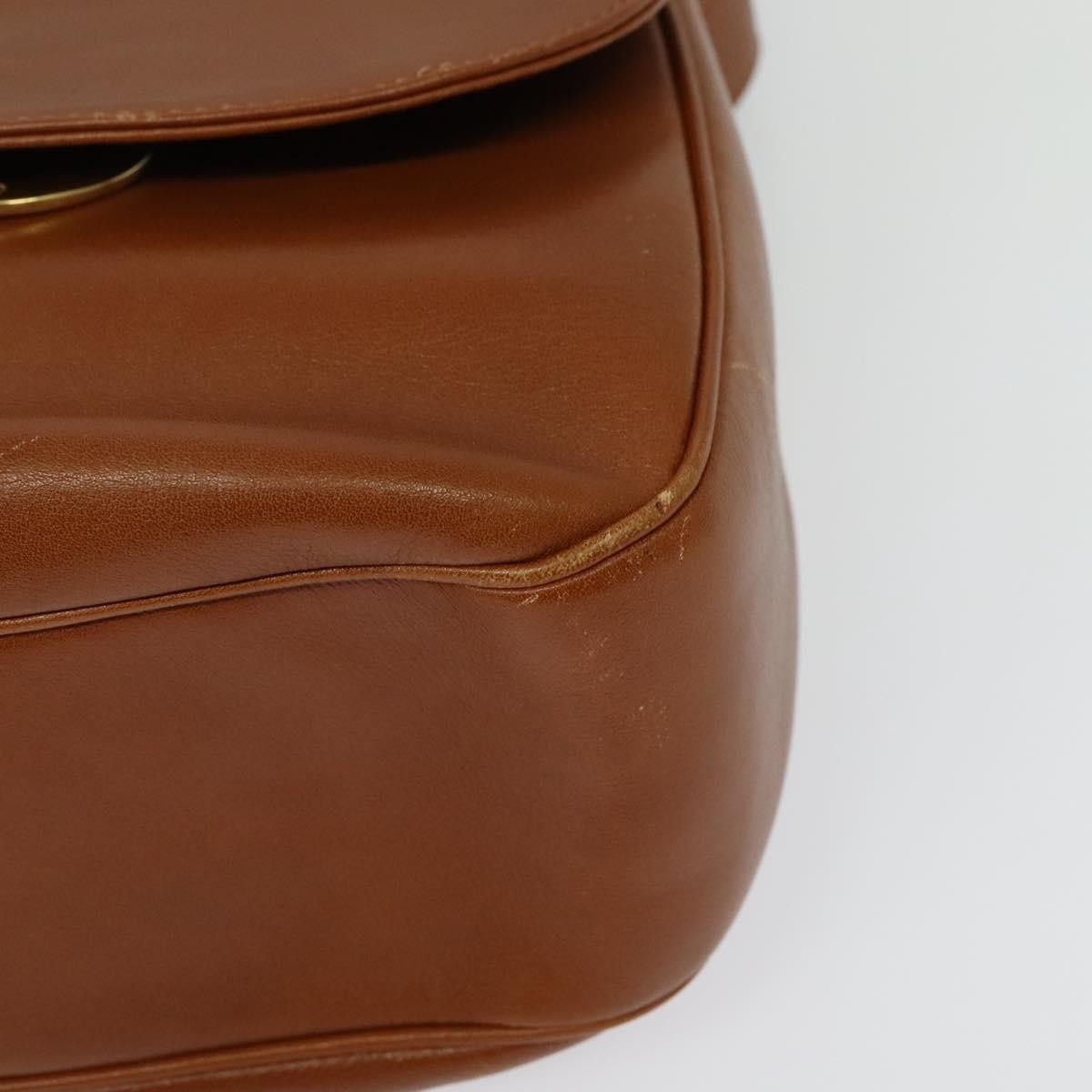 Celine Vintage Circle Logo Crossbody Bag Leather, BROWN, LEATHER, Crossbody bag