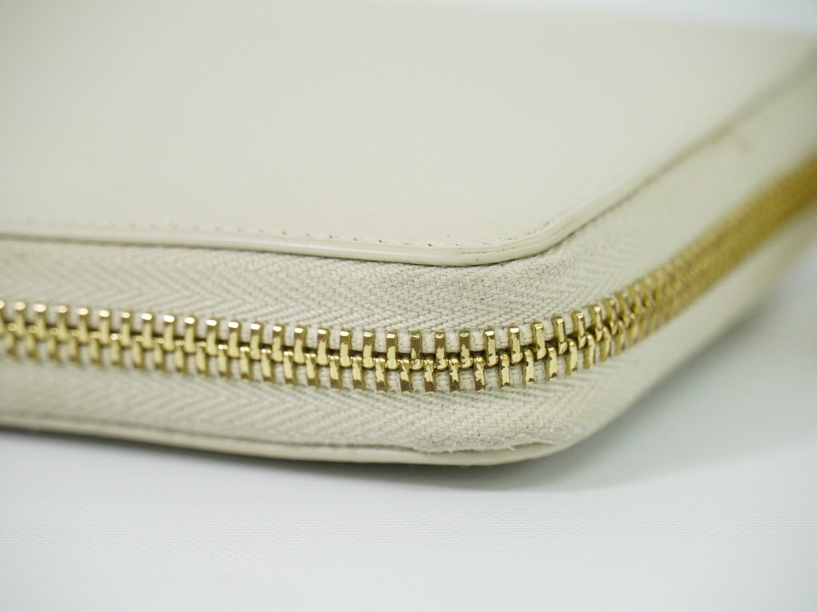 Saint Laurent Tiny Monogram Zip Around Wallet Leather, ECRU, LEATHER, Wallets