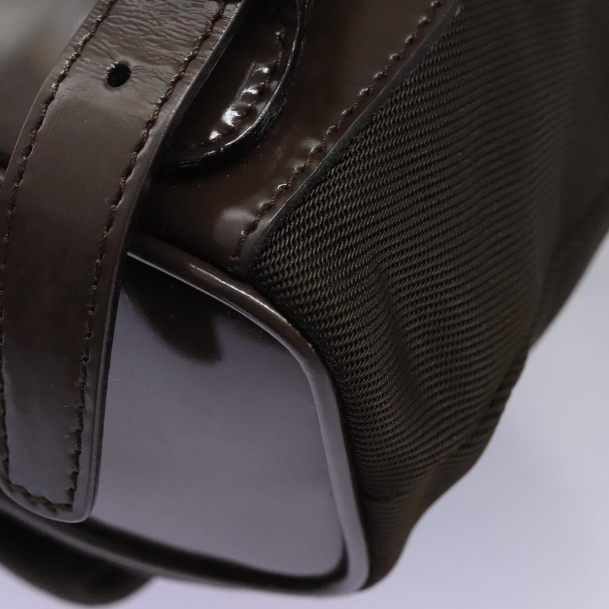 Gucci Vintage Bamboo Backpack Nylon and Patent Leather, BROWN, NYLON, Backpack