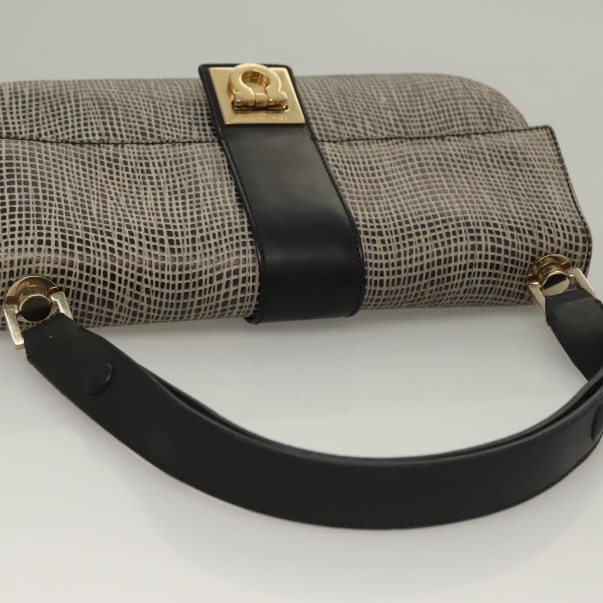 Salvatore Ferragamo Gancini Shoulder Bag Leather, BLACK, LEATHER, Shoulder bag