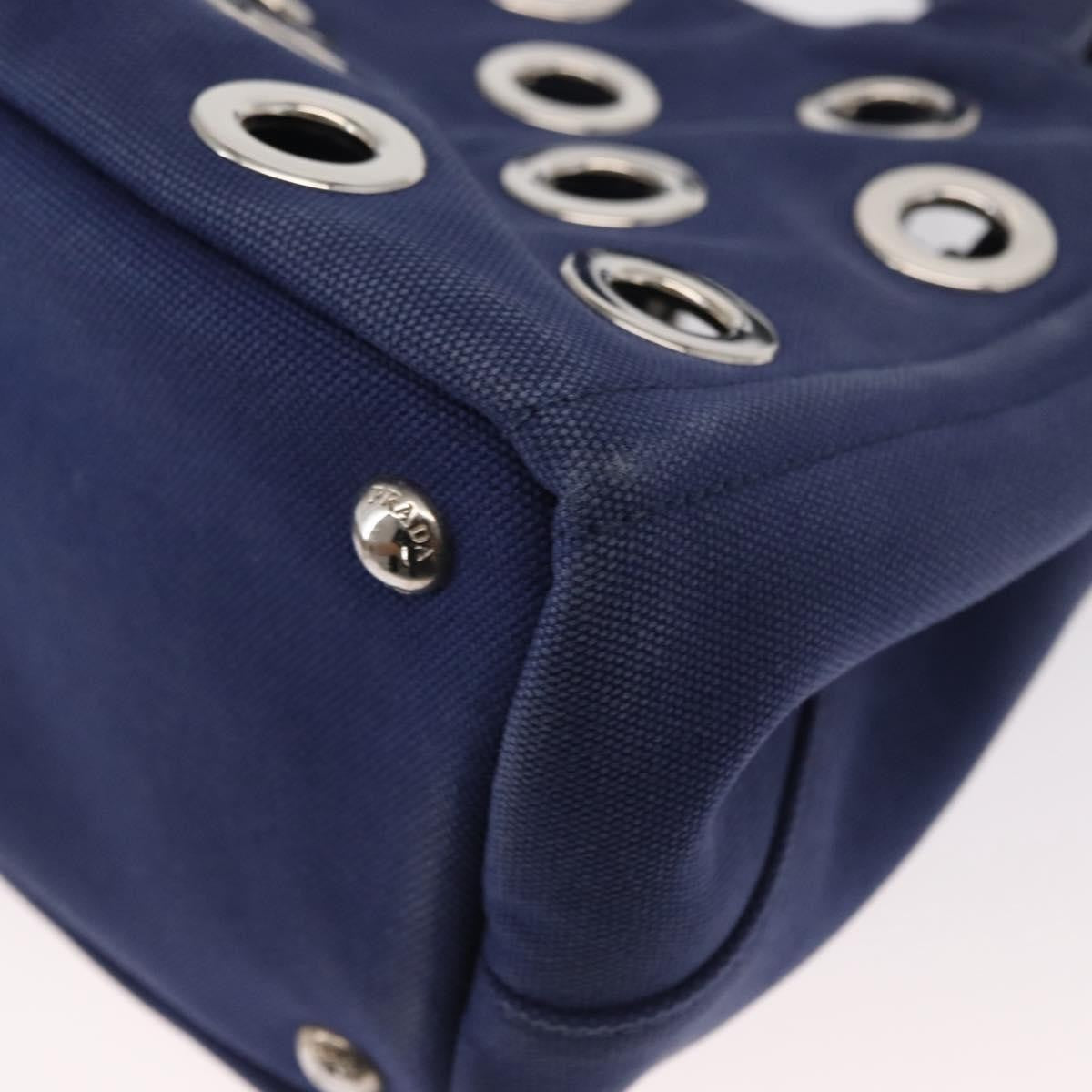 Prada Canapa Convertible Tote Grommet Embellished Canvas, BLUE, CANVAS, Tote bag
