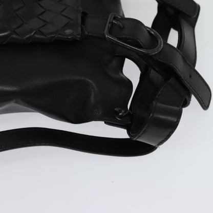 Bottega Veneta Utility Waist Bag Leather with Intrecciato, BLACK, LEATHER, Shoulder bag