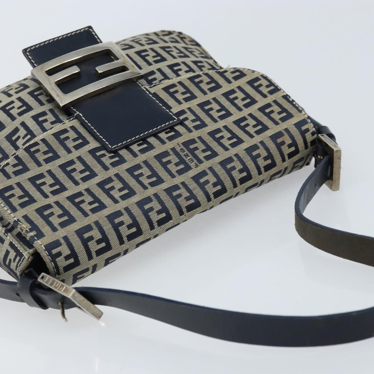 Fendi Mamma Baguette Shoulder Bag Canvas, NAVY, CANVAS, Shoulder bag