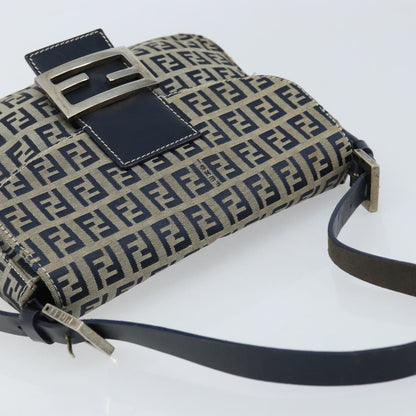 Fendi Mamma Baguette Shoulder Bag Canvas, NAVY, CANVAS, Shoulder bag