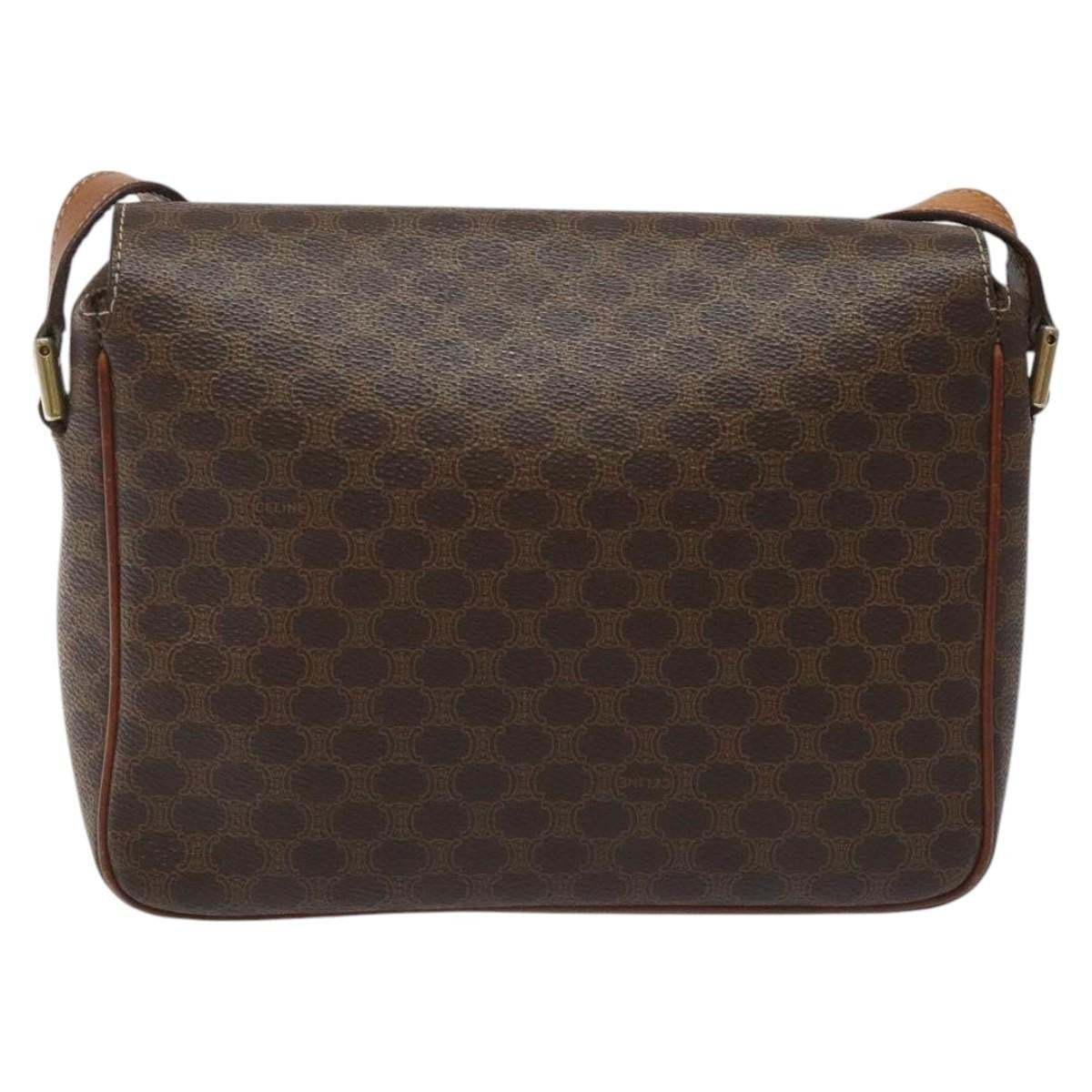 Celine Vintage Macadam Shoulder Bag Canvas, BROWN, CANVAS, Shoulder bag