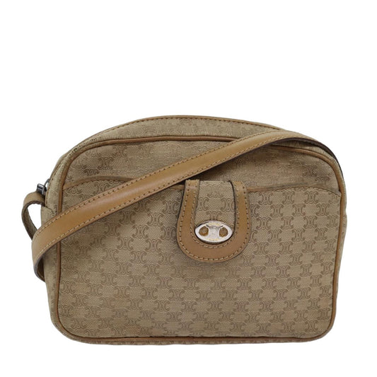 Celine Macadam Shoulder Bag Canvas, BEIGE, CANVAS, Shoulder bag