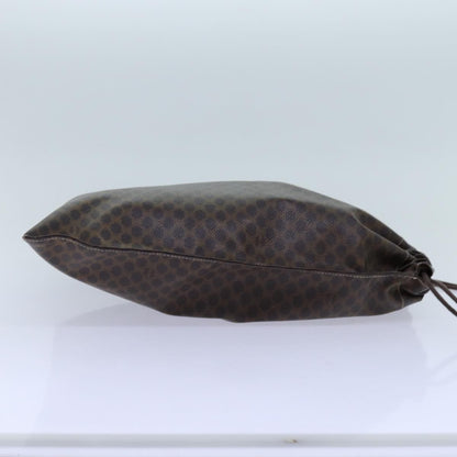 Celine Triomphe Drawstring Bucket Bag Raffia with Leather, BROWN, PVC, Shoulder bag