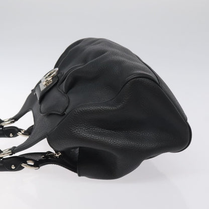Salvatore Ferragamo Gancini handbag Leather, BLACK, LEATHER, Handbag
