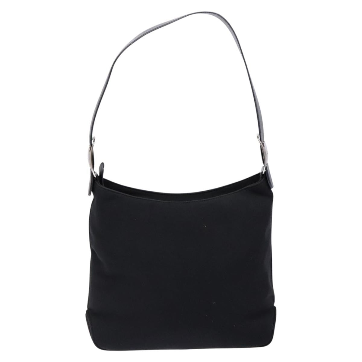 Salvatore Ferragamo Vala Shoulder Bag Canvas, BLACK, CANVAS, Shoulder bag