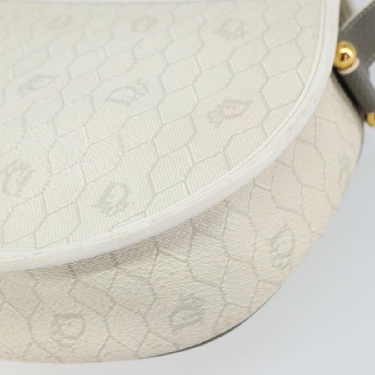 Christian Dior Vintage Honeycomb Flap Crossbody Bag Canvas and Leather, WHITE, CANVAS, Shoulder bag