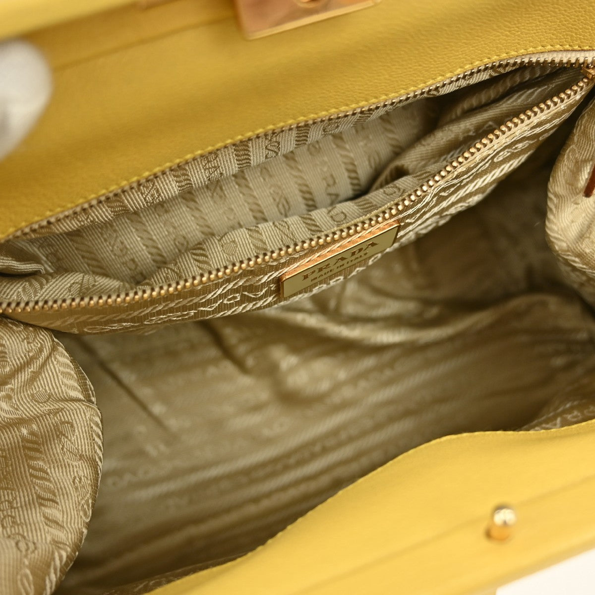 Prada Vintage Bauletto Bag Leather, YELLOW, LEATHER, Handbag