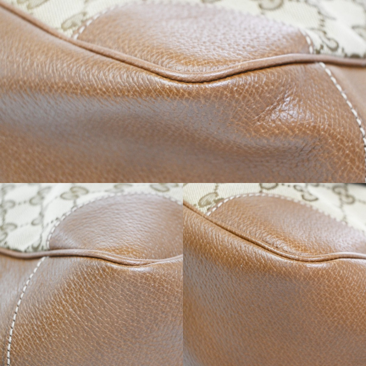 Gucci Bree Convertible Tote GG Canvas with Leather, BEIGE, CANVAS, Tote bag