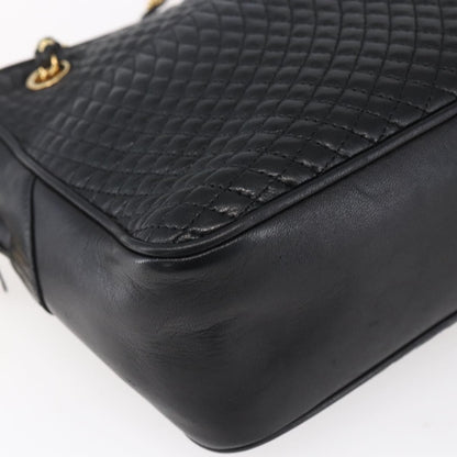 Bally Vintage Chain Shoulder Bag Quilted Leather, BLACK, LEATHER, Shoulder bag