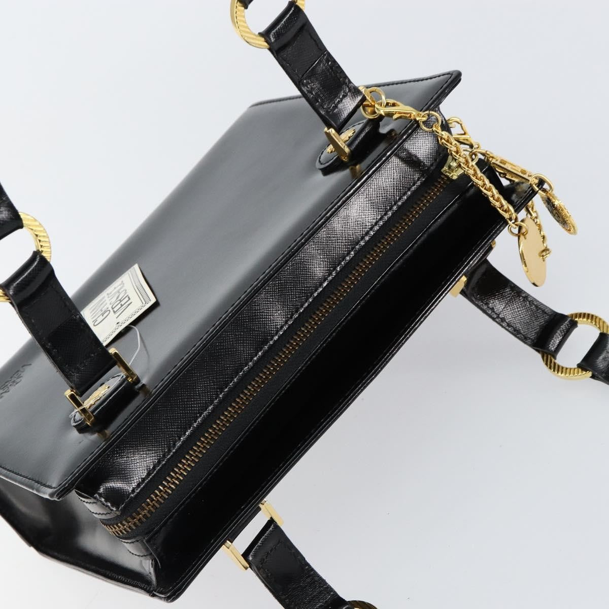 Versace Vintage Shoulder Bag Leather, BLACK, LEATHER, Tote bag
