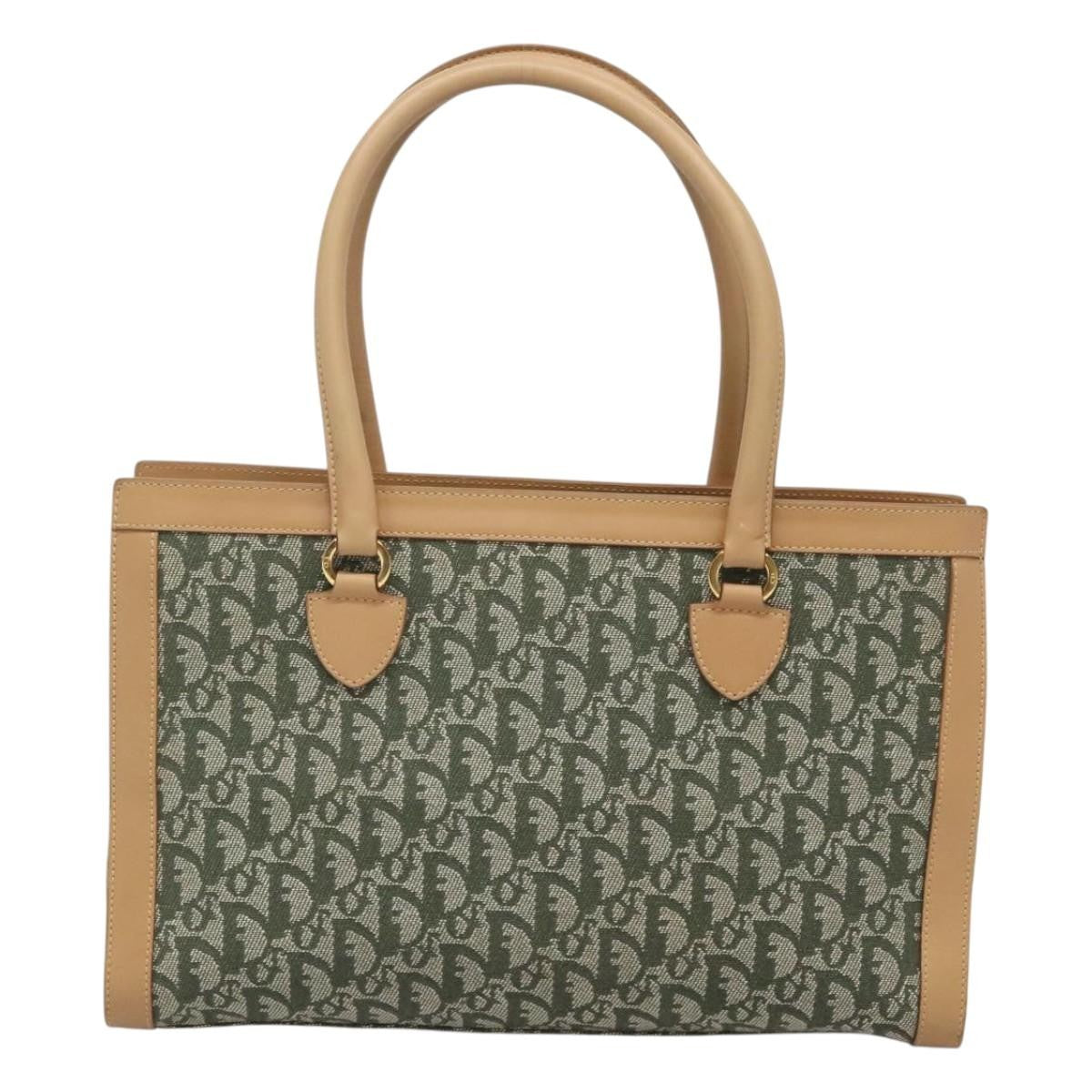 Christian Dior Vintage Trotter Double Pocket Tote Diorissimo Canvas, KHAKI, CANVAS, Tote bag