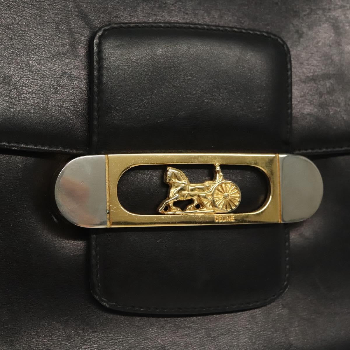Celine Horse Carriage Shoulder bag Leather, BLACK, LEATHER, Shoulder bag