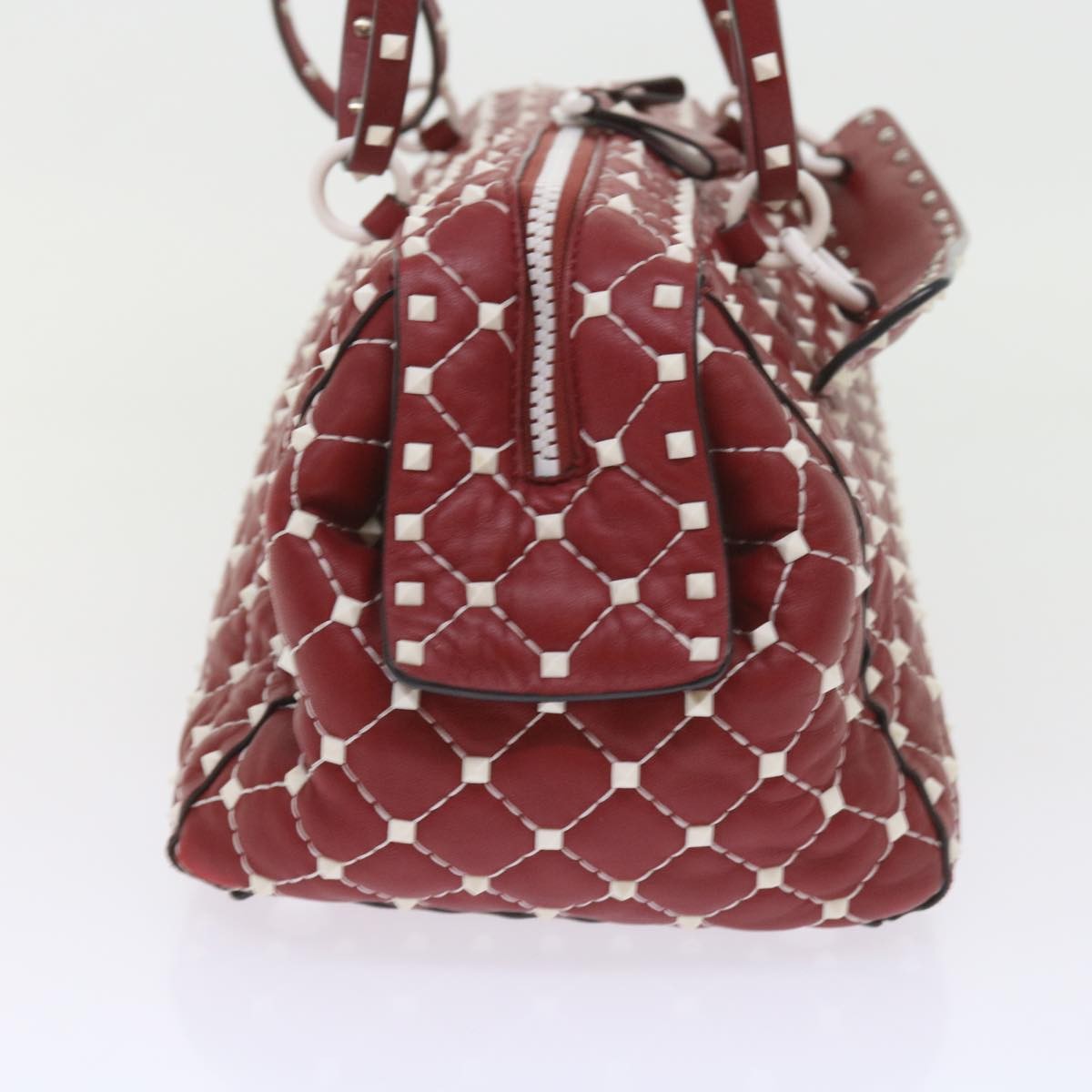 Valentino Garavani Free Rockstud Spike Duffle Bag Quilted Leather, RED, LEATHER, Travel bag