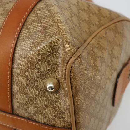 Celine Vintage Macadam Handbag Canvas and Leather, Beige, Canvas, Handbag