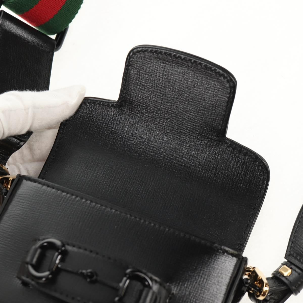 Gucci Vintage Horsebit Shoulder bag Leather, BLACK, LEATHER, Shoulder bag