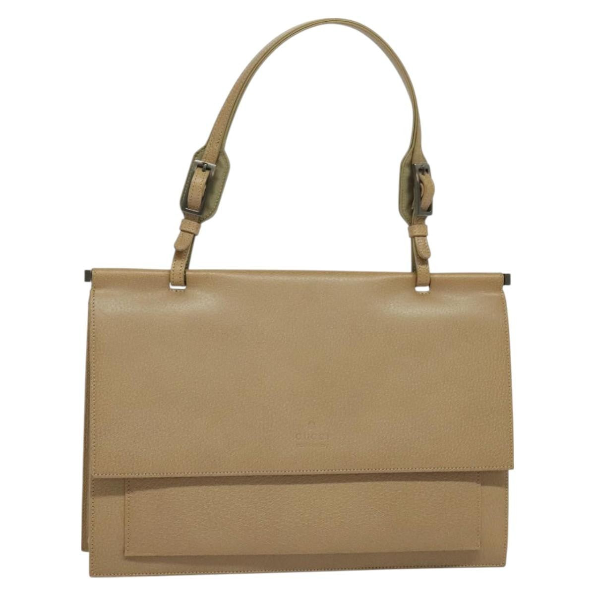 Gucci Vintage Shoulder Bag Leather, BEIGE, LEATHER, Shoulder bag