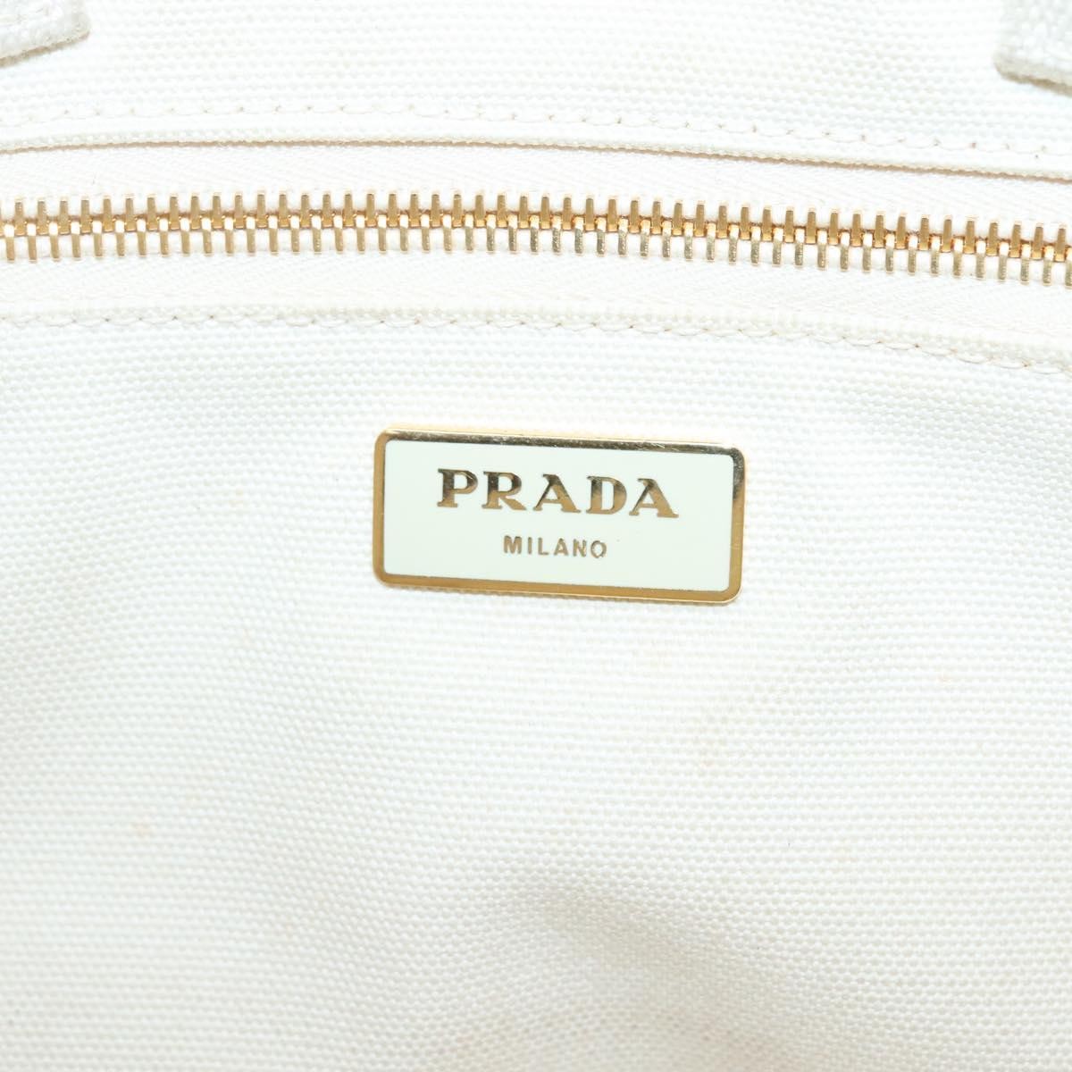 Prada Canapa Tote Canvas, White, Canvas, Tote Bag