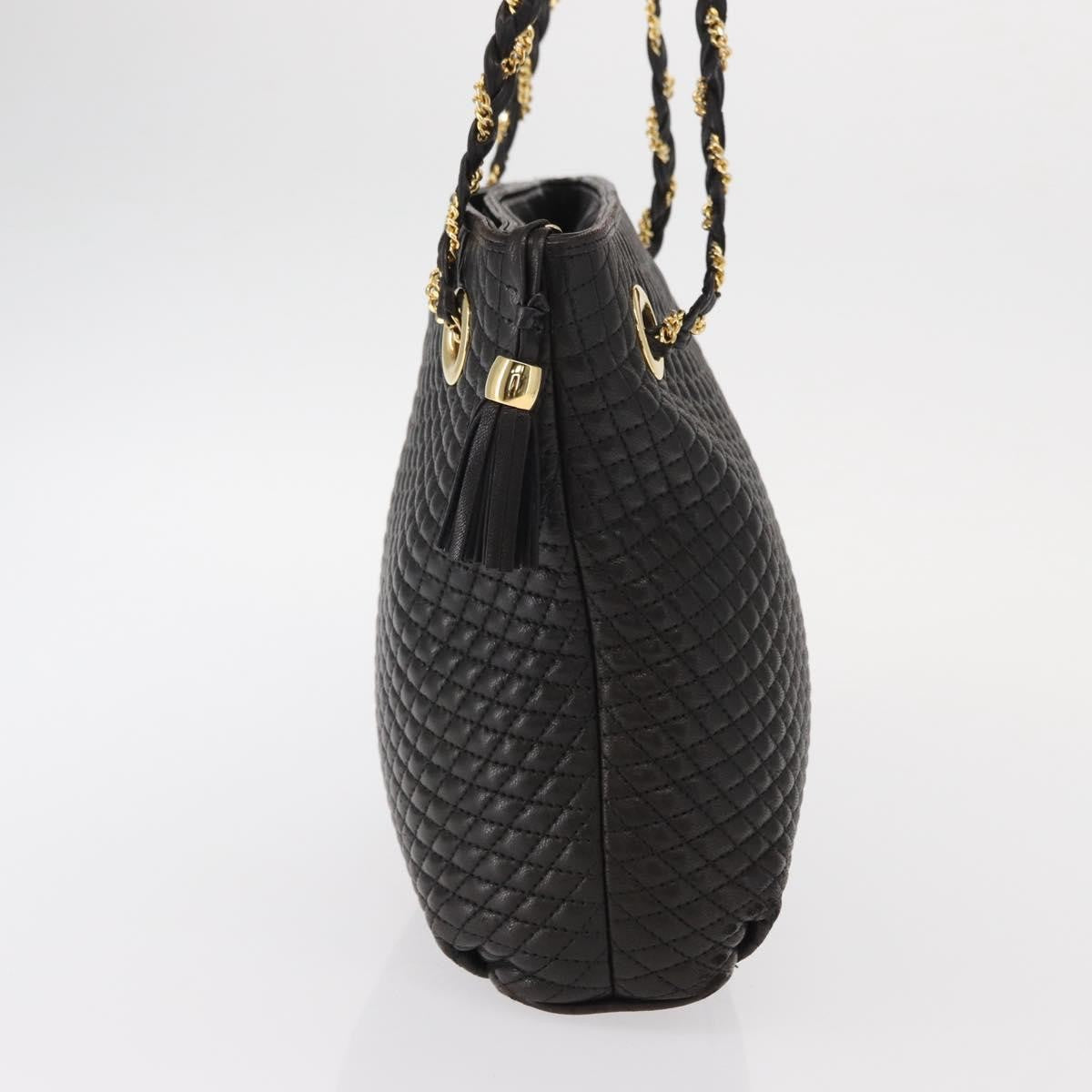 Bally Vintage Chain Shoulder Bag Quilted Leather, Black, Leather, Shoulder Bag