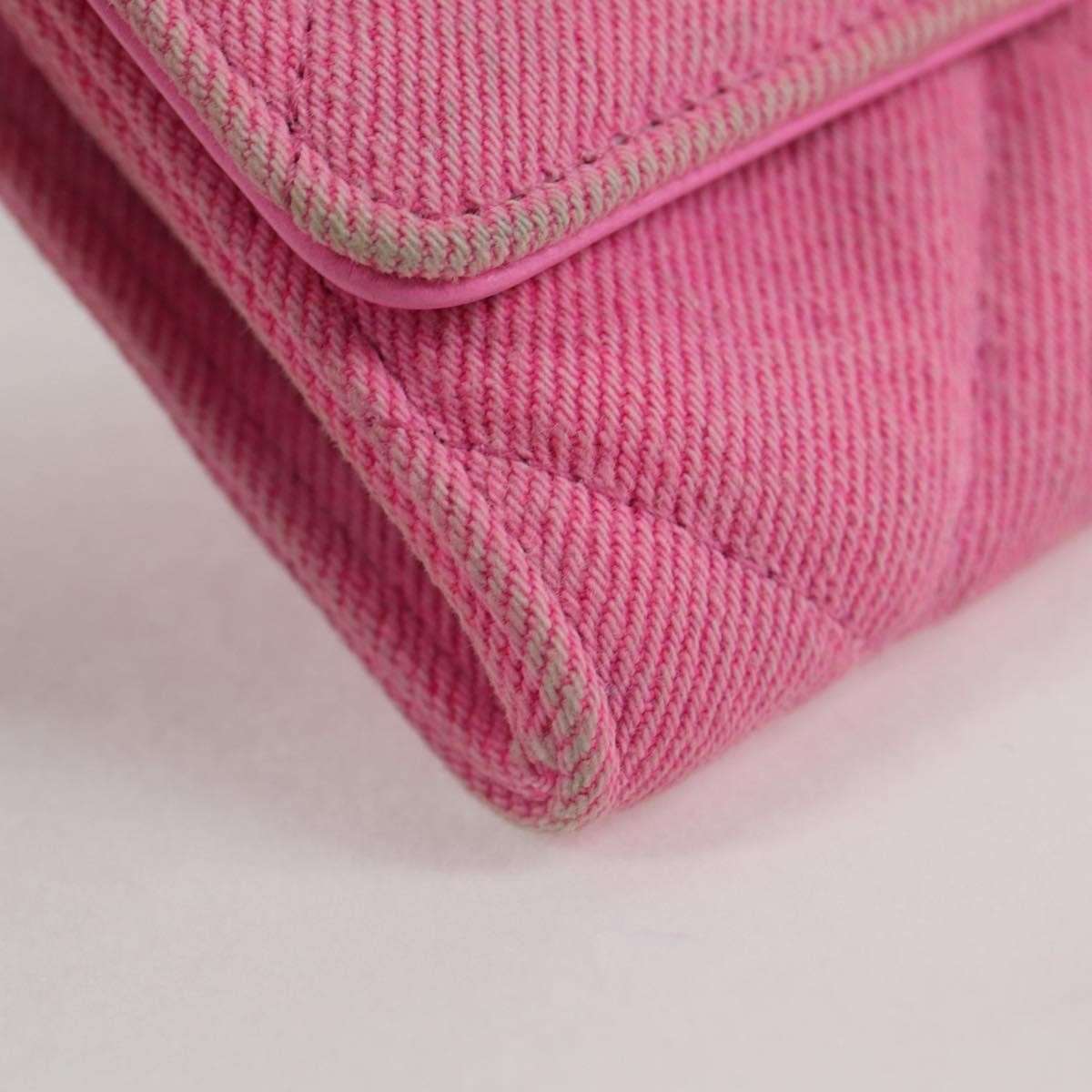 Chanel 19 Flap Coin Purse With Chain Quilted Denim, PINK, CANVAS, Wallets