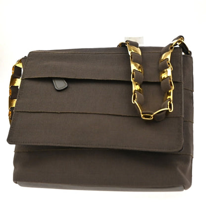 Salvatore Ferragamo Vala Shoulder Bag Canvas, Brown, Canvas, Shoulder Bag