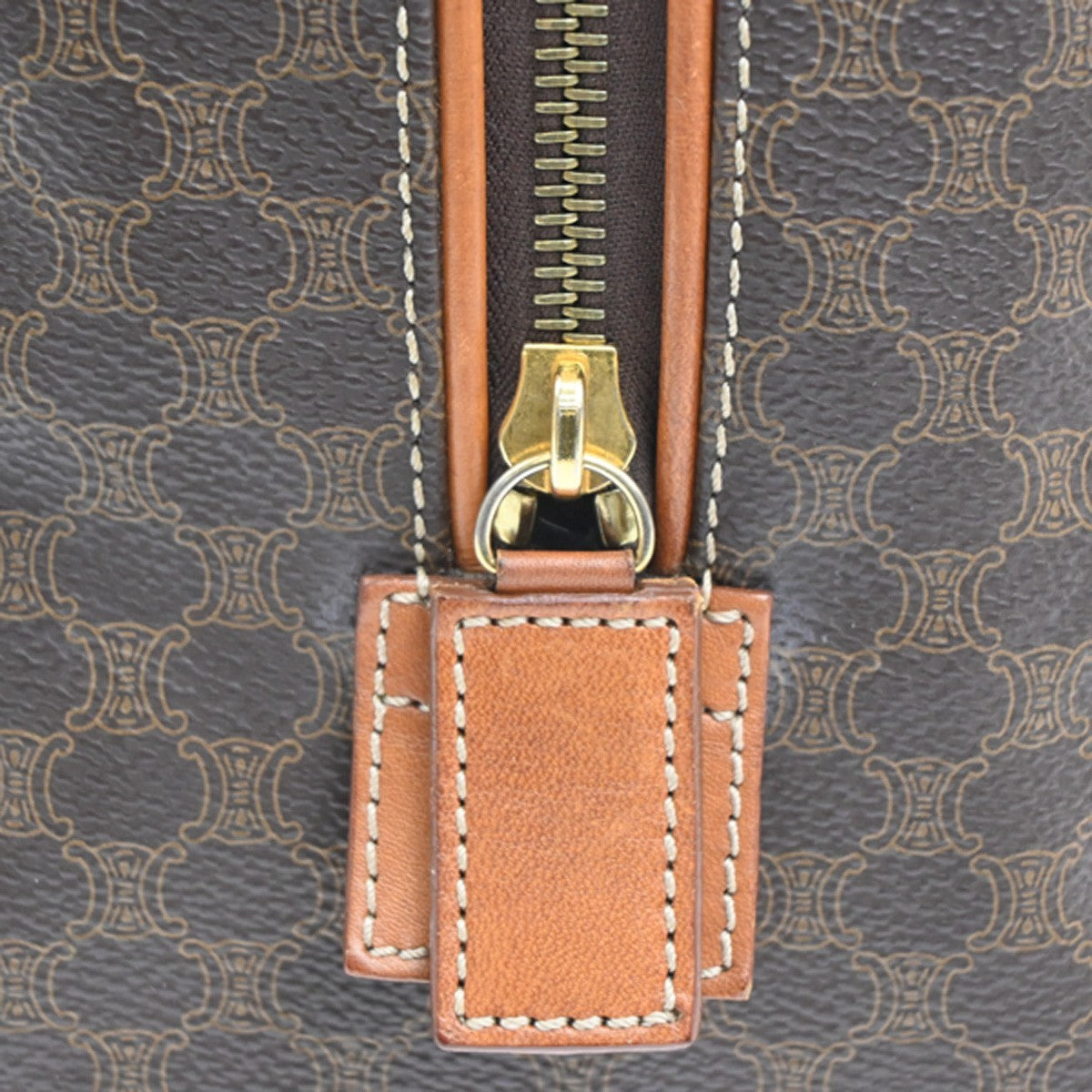 Celine Macadam Handbag Macadam with leather, BROWN, PVC, Handbag