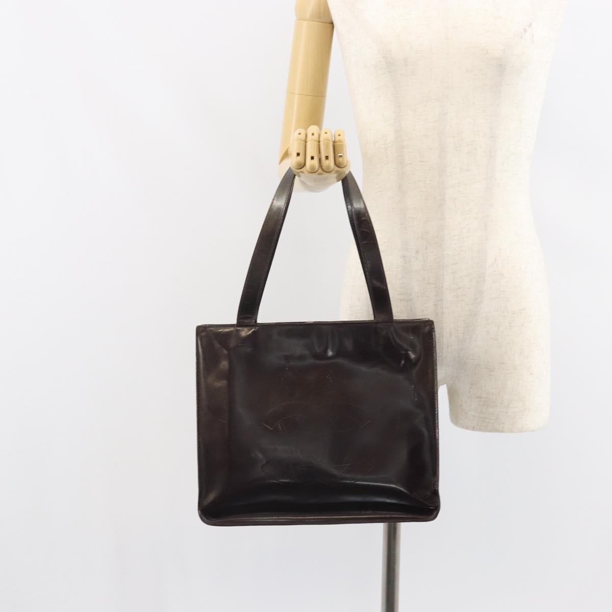 Chanel Vintage Tote Patent leather, BROWN, PATENT_LEATHER, Tote bag