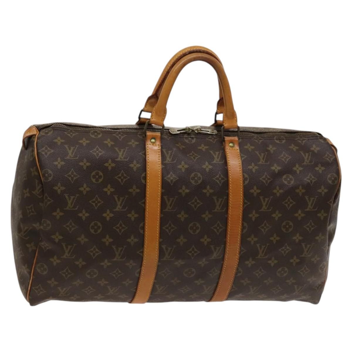 Louis Vuitton Keepall Bag Monogram Canvas, BROWN, CANVAS, Travel bag