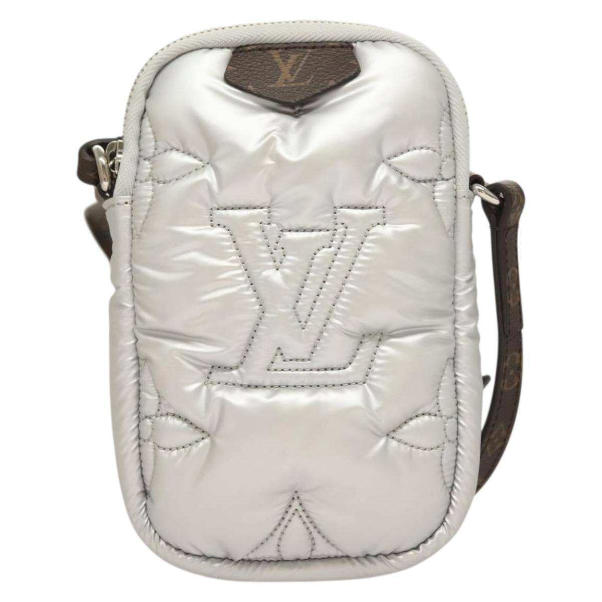 Louis Vuitton Pillow Phone Pouch Monogram Quilted Econyl Nylon, SILVER, CANVAS, Travel bag